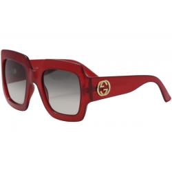 Gucci Women's GG0053S GG/0053/S Square Sunglasses - Red Glitter Crystal Gold/Gray Gradient   003 - Lens 54 Bridge 25 Temple 140mm