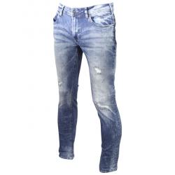 Buffalo By David Bitton Men's Max X Skinny Stretch Jeans - Veined & Sandblasted Indigo (5 Pockets) - 38x32