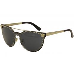 Versace Women's VE2177 VE/2177 Fashion Cat Eye Sunglasses - Pale Gold Medusa/Studs/Black   125 287  - Lens 45 Bridge 00 Temple 140mm