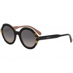 Prada Women's SPR17U SPR/17U Fashion Oval Sunglasses - Black Pink Havana/Violet Grad Silver Mir   5ZW/GR0 - Lens 53 Bridge 22 B 44.8 ED 53.5 Temple 140mm