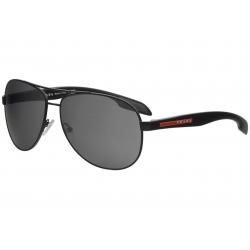 Prada Linea Rossa Men's SPS53P SPS/53P Fashion Pilot Sunglasses - Shiny Demi Black/Grey Silver Mirror   1B0/7W1 - Lens 62 Bridge 14 B 51.3 ED 70.4 Temple 135mm