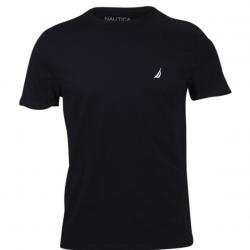 Nautica Men's Solid Short Sleeve Crew Neck Cotton T Shirt - True Black - Small