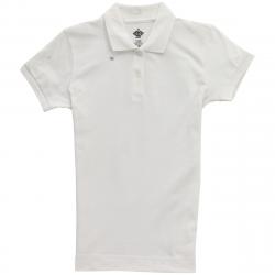 Dickies Girl Junior's 2 Button Short Sleeve Stretch Pique Polo Shirt - White - Small