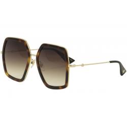 Gucci Women's GG0106S GG/0106S Square Sunglasses - Havana Gold Black/Brown Gradient   002 - Lens 56 Bridge 19 Temple 140mm
