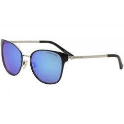 Michael Kors Women's Tia MK1022 MK/1022 Square Sunglasses - Black Silver/Cobalt Mirror   118525  - Lens 54 Bridge 17 Temple 140mm
