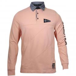 Nautica Men's Slim Fit Long Sleeve Cotton Rugby Polo Shirt - Coral Sands - Medium