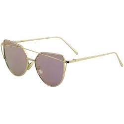 Yaaas! Women's 6627 Fashion Cateye Sunglasses - Gold/ Purple Mirror   F - Medium Fit
