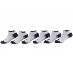 Puma Boy's 6 Pack Static Edge Low Cut Athletic Socks - White/Blue - 7 8.5 Fits 9 3.5