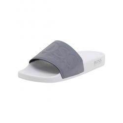 Hugo Boss Men's Solar Flash Black Slides Sandals Shoes - Open White - 13 D(M) US