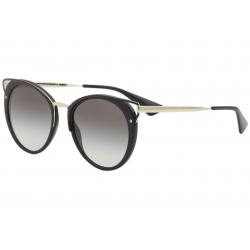 Prada Women's SPR66T SPR/66T Fashion Round Sunglasses - Black Gold/Grey Gradient   1AB/0A7 - Lens 54 Bridge 20 B 49.4 ED 56.7 Temple 145mm