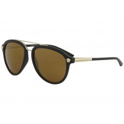Versace Men's VE4341 VE/4341 Fashion Pilot Sunglasses - Matte Black/Brown Gold Mirror   5122/6H - Lens 58 Bridge 18 B 51 ED 66.9 Temple 140mm