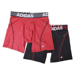 Adidas Men's 2 Pc Sport Performance Climacool Boxer Briefs Underwear - Black/Real Red - Small