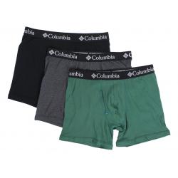 Columbia Men's 3 Pc Stretch Boxer Briefs Underwear - Black/Charcoal/Hunter Green - Small