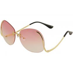 Yaaas! Women's 6630 A Gold Fashion Round Sunglasses - Gold/Pink   B - Medium Fit
