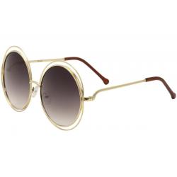 Yaaas! Women's 8048 Fashion Round Sunglasses - Gold/Grey Gradient   B - Lens 50 Bridge 19 Temple 130mm