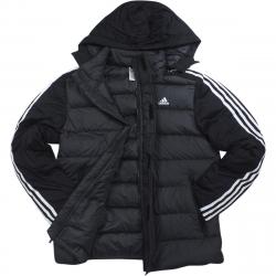 Adidas All Weather Performance Itavic 3 Stripe Water Repellant Hooded Jacket - Black - Large