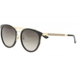 Gucci Women's GG0077SK GG/0077/SK Round Sunglasses - Black Gold/Gray Gradient   001 - Lens 56 Bridge 19 Temple 140mm