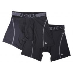 Adidas Men's 2 Pc Sport Performance Climacool Boxer Briefs Underwear - Black/Thunder Grey - Small