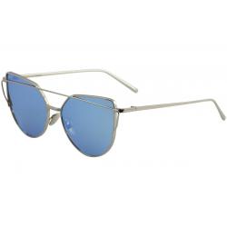 Yaaas! Women's 6627 Fashion Cateye Sunglasses - Silver/Blue Mirror   A - Medium Fit