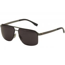 Hugo Boss Men's 0839S 0839/S Rectangle Sunglasses - Matte Ruthenium/Smoke Polarized Lens   R81/3H - Lens 61 Bridge 14 Temple 145mm