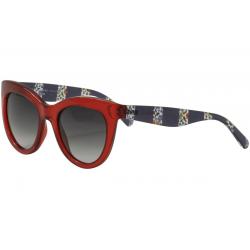 Tommy Hilfiger Women's TH/1480/O/S TH1480OS Cat Eye Sunglasses - Red Crystal Blue Floral/Gray Gradient   C9A/9O  - Lens 51 Bridge 21 Temple 140mm