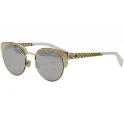 Christian Dior Women's Diorama Mini Round Cat Eye Sunglasses - Gold White Crystal/Silver Mirror   J5GDC  - Lens 50 Bridge 19 Temple 145mm