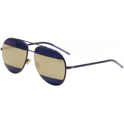 Christian Dior Women's Split 1/S Fashion Sunglasses - Blue/Grey Ivory Mirror   QAO/UE - Lens 59 Bridge 14 Temple 145mm