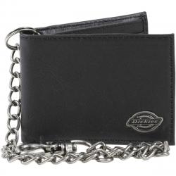 Dickies Men's Bi Fold Chain Leather Wallet - Black
