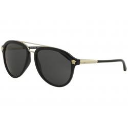 Versace Men's VE4341 VE/4341 Fashion Pilot Sunglasses - Black/Grey   GB1/87 - Lens 58 Bridge 18 B 51 ED 66.9 Temple 140mm