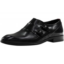 Hugo Boss Men's Dressapp Double Monk Strap Leather Loafers Shoes - Black - 9.5 D(M) US