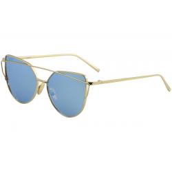 Yaaas! Women's 6627 Fashion Cateye Sunglasses - Gold/Blue Mirror   I - Medium Fit