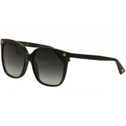 Gucci Women's GG0022S GG/0022/S Fashion Sunglasses - Black Gold Logo/Grey Gradient   001  - Lens 57 Bridge 18 Temple 140mm