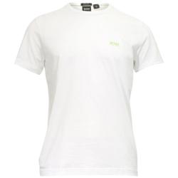 Hugo Boss Men's Contrast Logo Crew Neck Short Sleeve Cotton T Shirt - White - Small