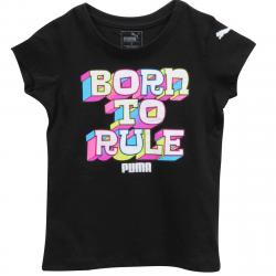 Puma Little Girl's Born To Rule Black Cotton Short Sleeve T Shirt - Black - 6