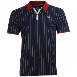 Fila Men's BB1 Short Sleeve Cotton Polo Shirt - Peacoat Blue/Chinese Red/Gardenia - X Large