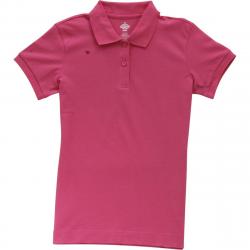 Dickies Girl Junior's 2 Button Short Sleeve Stretch Pique Polo Shirt - Lipstick Pink - Medium
