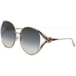 Gucci Women's GG0225S GG/0225/S Fashion Round Sunglasses - Gold/Blue Gradient   004 - Lens 63 Bridge 17 Temple 130mm