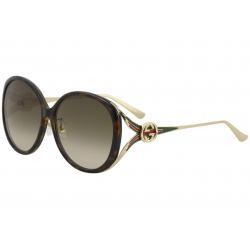 Gucci Women's GG0226SK GG/0226/SK Fashion Round Sunglasses - Havana Gold/Brown Gradient   003 - Lens 60 Bridge 14 Temple 130mm