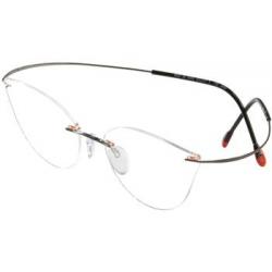 Silhouette Eyeglasses Titan Minimal Art Pulse Chassis 5490 Rimless Optical Frame - Coral Red/Grey   6058 - Bridge 21 Temple 140mm