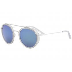 Vuarnet Men's Edge Round VL1613 VL/1613 Stainless Steel Sunglasses - White Crystal/Polarized Grey Blue Mirror   0007 - Lens 52 Bridge 21 Temple 145mm