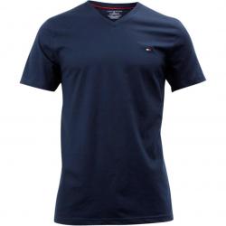 Tommy Hilfiger Men's Core Flag Short Sleeve V Neck Cotton T Shirt - Blue - Large