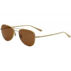 Oliver Peoples Women's The Row Executive Suite OV1198ST 1198 Pilot Sunglasses - Brushed Gold/Amber Mineral Glass Lens   525753  - Lens 53 Bridge 18 Temple 145mm