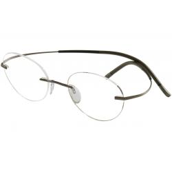 Silhouette Eyeglasses Titan Minimal Art Icon Chassis 7581 Rimless Optical Frame - Brown Green Leaves   6055 - Bridge 17 Temple 140mm