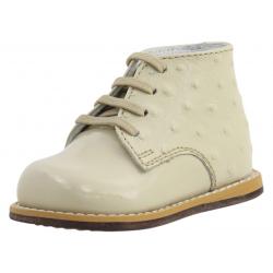 Josmo Infant First Walker Fashion Lace Up Oxfords Shoes - Beige Patent Ostrich - 2.5 M US Infant