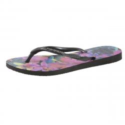 Havaianas Women's Slim Tropical Flip Flops Sandals Shoes - Black - 6 B(M) US