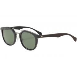 Hugo Boss Men's 0777S 0777/S Round Sunglasses - Black Dark Brown Gunmetal/Gray Green   RAJ85  - Lens 51 Bridge 23 Temple 145mm