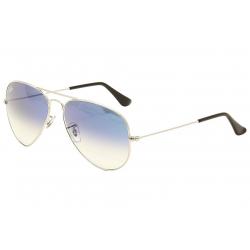 Ray Ban Men's RB/3025 RB3025 RayBan Aviator Fashion Sunglasses - Silver/Black/Light Blue Crystal Gradient   003/3F - Lens 58 Bridge 14 Temple 135mm