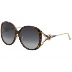 Gucci Women's GG0226SK GG/0226/SK Fashion Round Sunglasses - Havana Gold/Grey Gradient   004 - Lens 60 Bridge 14 Temple 130mm
