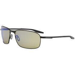 Serengeti Men's Varese Fashion Rectangle Sunglasses - Satin Black/Polarized Yellow Blue Mirror   8732 - Lens 64 Bridge 18 Temple 130mm