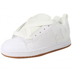 DC Shoes Men's Court Graffik Skateboarding Sneakers Shoes - White/White/Gum Leather - 9 D(M) US